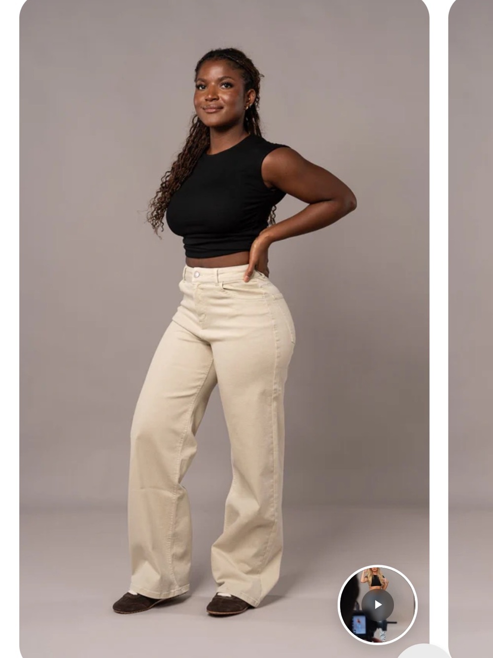 High-Rise Wide-Leg Jeans in Cream by - Picture 7 of 8